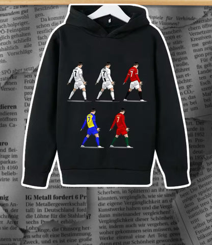 “CR7 Ronaldo Printed Kids’ Hoodie – Casual Sports Sweatshirt for Boys and Girls