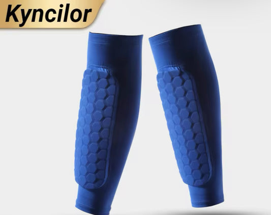 1 PC Leg Sleeve with Shin Guards - Shockproof Honeycomb Nylon Support Sock, Shin Protector for Soccer Gear, Sports Shields, and Leggings.