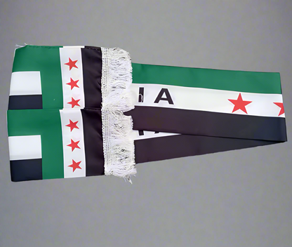 Syrian Flag scarf 15x150cm, Republic of Syria Banner, Three-Star Syrian Republic Scarf