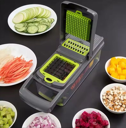 16-Piece Vegetable Chopper and Slicer Set: Multi-Functional Onion Chopper with Handle, Food Grater, Dicer, and Potato Shredder for Kitchen Use.