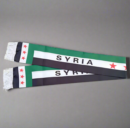 Syrian Flag scarf 15x150cm, Republic of Syria Banner, Three-Star Syrian Republic Scarf