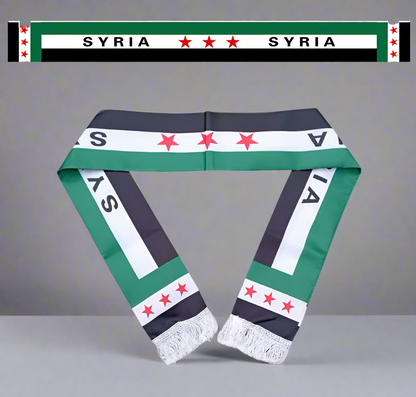 Syrian Flag scarf 15x150cm, Republic of Syria Banner, Three-Star Syrian Republic Scarf