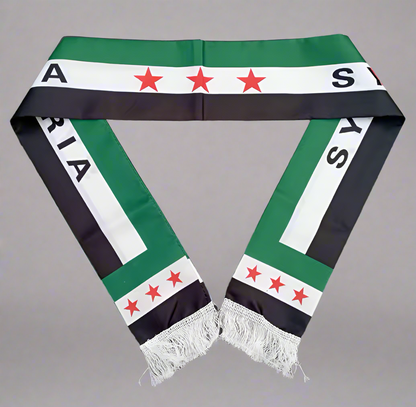 Syrian Flag scarf 15x150cm, Republic of Syria Banner, Three-Star Syrian Republic Scarf