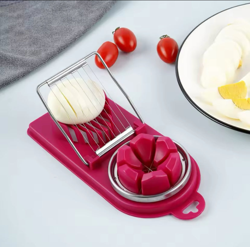 2-in-1 Multifunctional Egg Slicer with Stainless Steel Wires | High-Quality PP Base Kitchen Tool