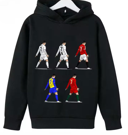 “CR7 Ronaldo Printed Kids’ Hoodie – Casual Sports Sweatshirt for Boys and Girls