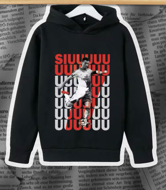 “CR7 Ronaldo Printed Kids’ Hoodie – Casual Sports Sweatshirt for Boys and Girls