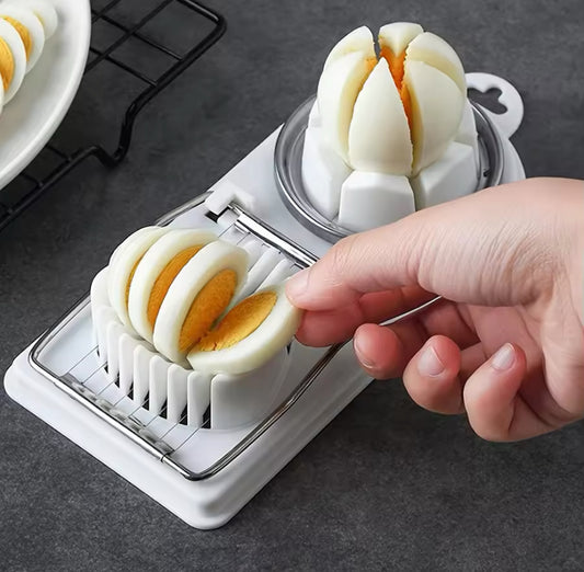 2-in-1 Multifunctional Egg Slicer with Stainless Steel Wires | High-Quality PP Base Kitchen Tool