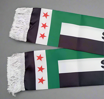 Syrian Flag scarf 15x150cm, Republic of Syria Banner, Three-Star Syrian Republic Scarf