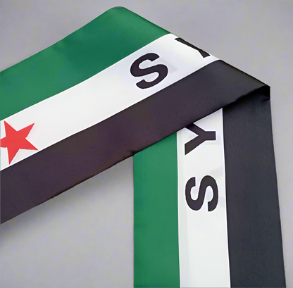 Syrian Flag scarf 15x150cm, Republic of Syria Banner, Three-Star Syrian Republic Scarf