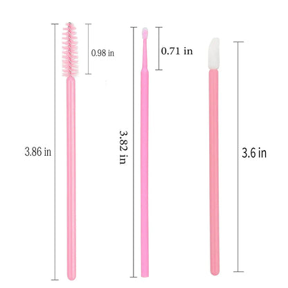 200pcs Disposable Brush Set - Mascara Wands, Lip Brushes, and Microbrush Applicators for Eyelash Extensions and Eyebrow Makeup Tools.