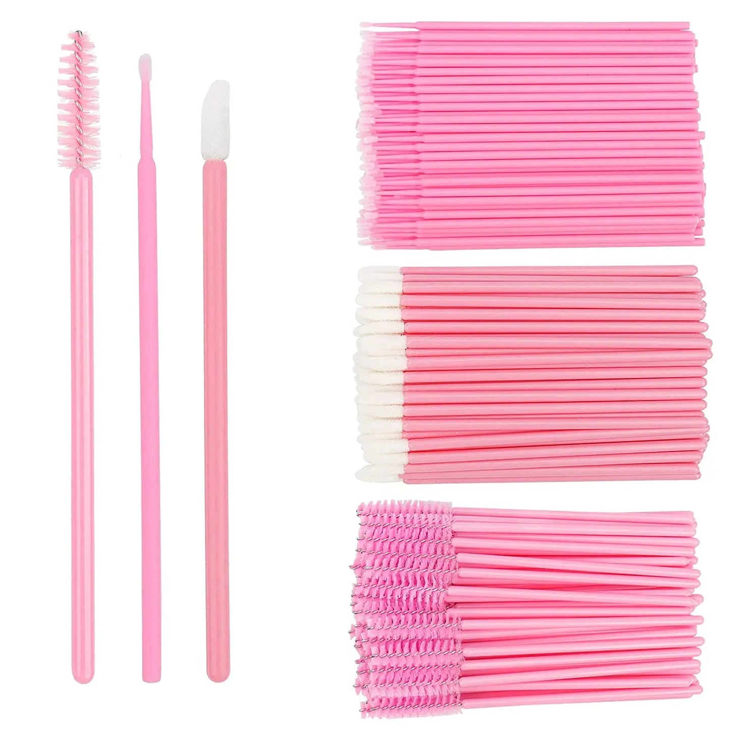 200pcs Disposable Brush Set - Mascara Wands, Lip Brushes, and Microbrush Applicators for Eyelash Extensions and Eyebrow Makeup Tools.