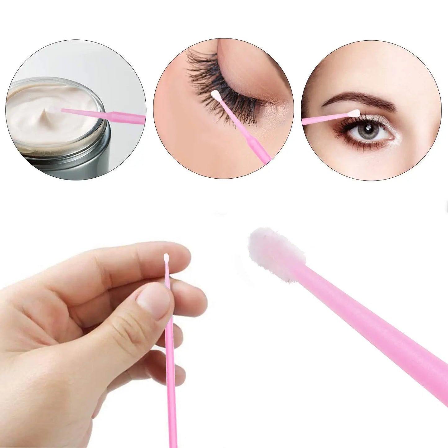 200pcs Disposable Brush Set - Mascara Wands, Lip Brushes, and Microbrush Applicators for Eyelash Extensions and Eyebrow Makeup Tools.