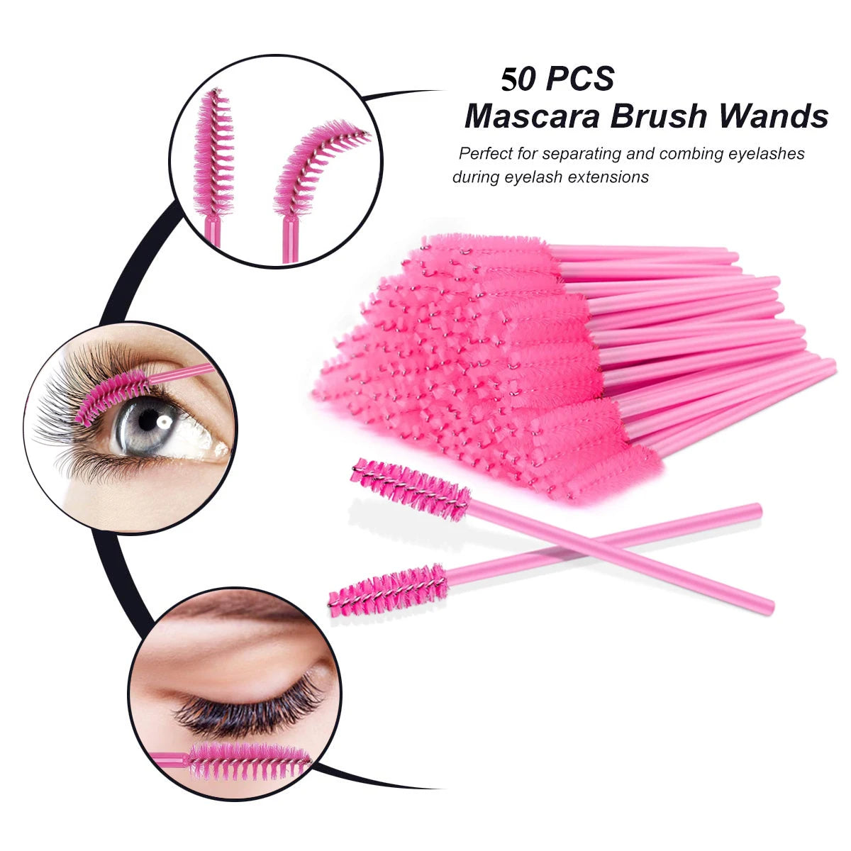 200pcs Disposable Brush Set - Mascara Wands, Lip Brushes, and Microbrush Applicators for Eyelash Extensions and Eyebrow Makeup Tools.