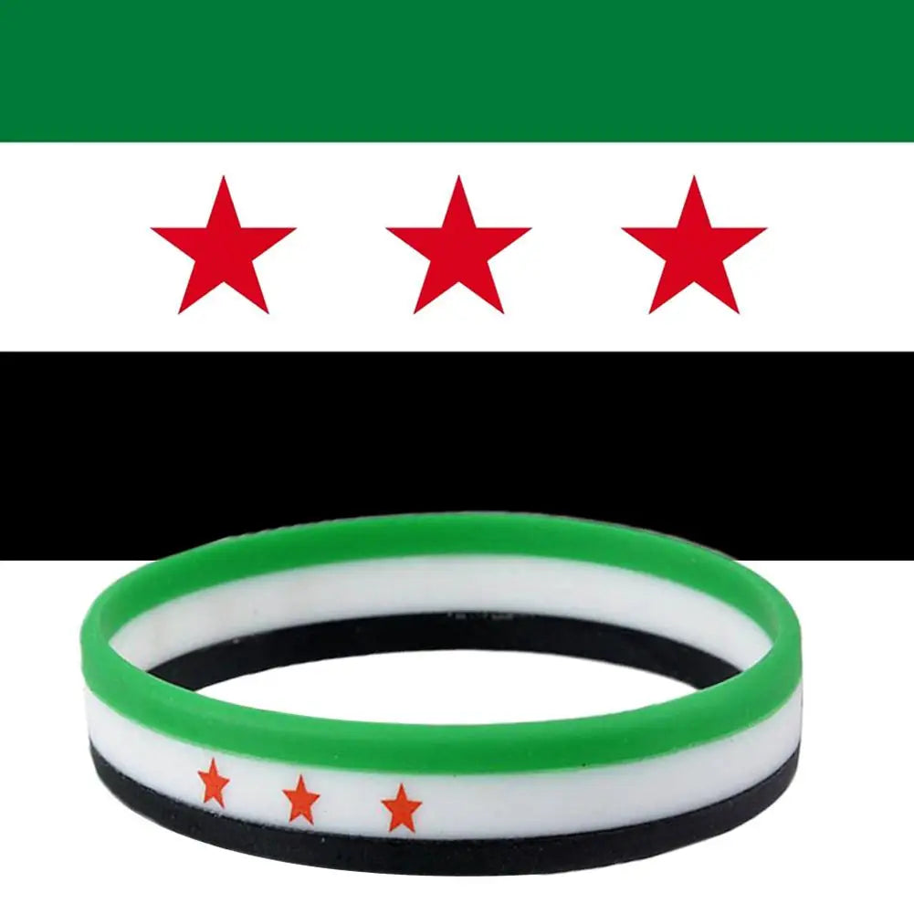 1pc Syria Flag Silicone Bracelet - Sports Wristband Bangle for Women and Men.