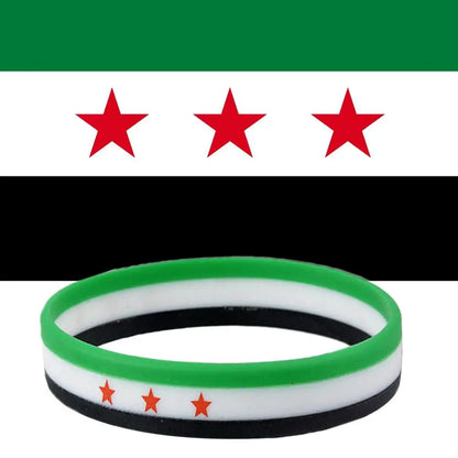 1pc Syria Flag Silicone Bracelet - Sports Wristband Bangle for Women and Men.