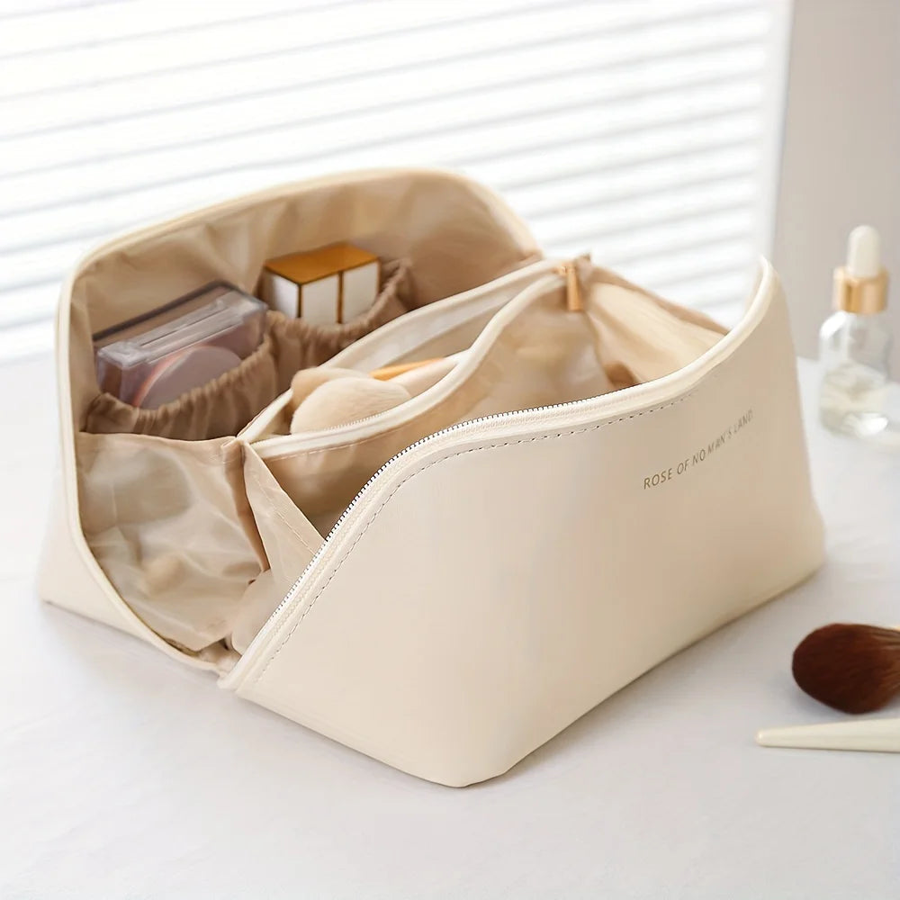 Luxury Makeup Organizer Bag - Women’s Toiletry Kit, Cosmetic Storage Case, Travel Pouch with Zipper, Elegant Lady’s Box