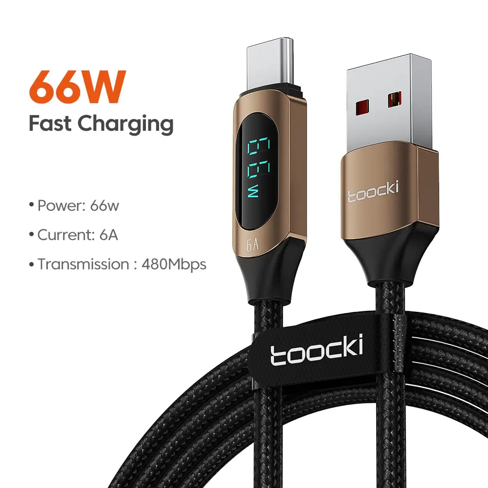 Toocki Type-C to Type-C Cable 100W PD Fast Charging - USB-C Display Cable Compatible with Xiaomi POCO F3, Realme, MacBook, and iPad