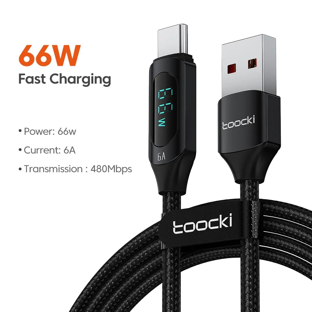 Toocki Type-C to Type-C Cable 100W PD Fast Charging - USB-C Display Cable Compatible with Xiaomi POCO F3, Realme, MacBook, and iPad