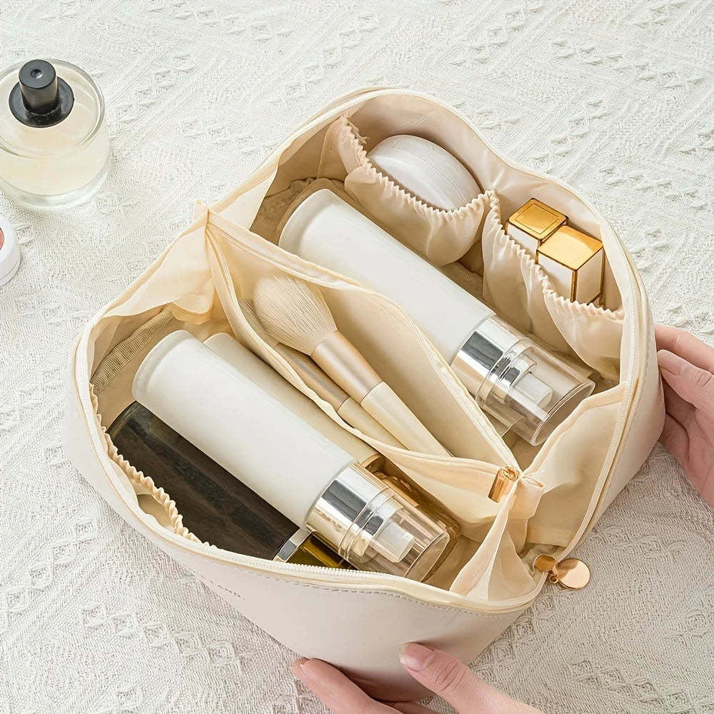 Luxury Makeup Organizer Bag - Women’s Toiletry Kit, Cosmetic Storage Case, Travel Pouch with Zipper, Elegant Lady’s Box