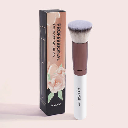 MAANGE 2PCS Foundation Brush Set - Flat Angled Kabuki and Powder Blush Brushes with Soft Bristles for Liquid Makeup - Professional Cosmetic Tools.