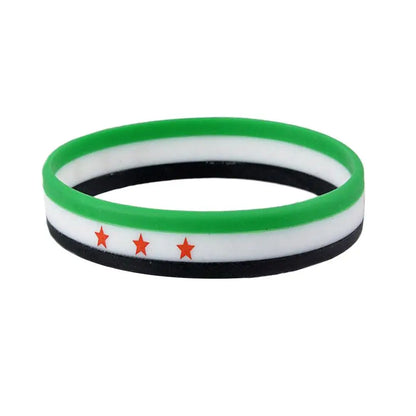 1pc Syria Flag Silicone Bracelet - Sports Wristband Bangle for Women and Men.