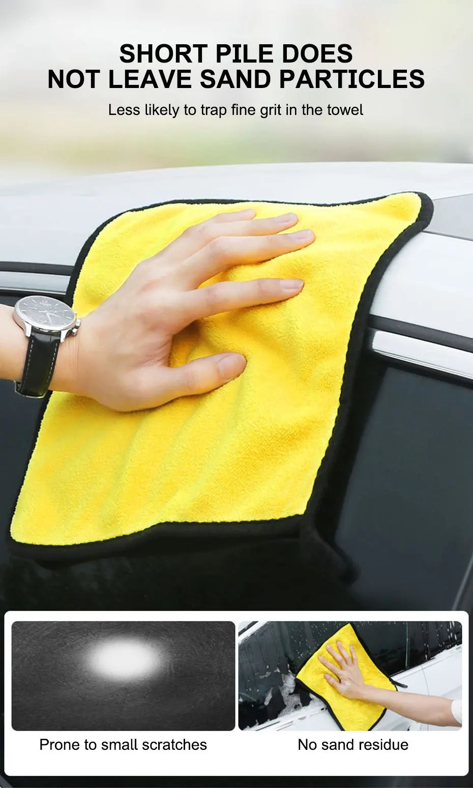 SEAMETAL 50x100cm Car Washing Towel - 400GSM Microfiber Cleaning Cloth with High Water Absorption - Double-Sided Soft Car Wash Drying Towel.