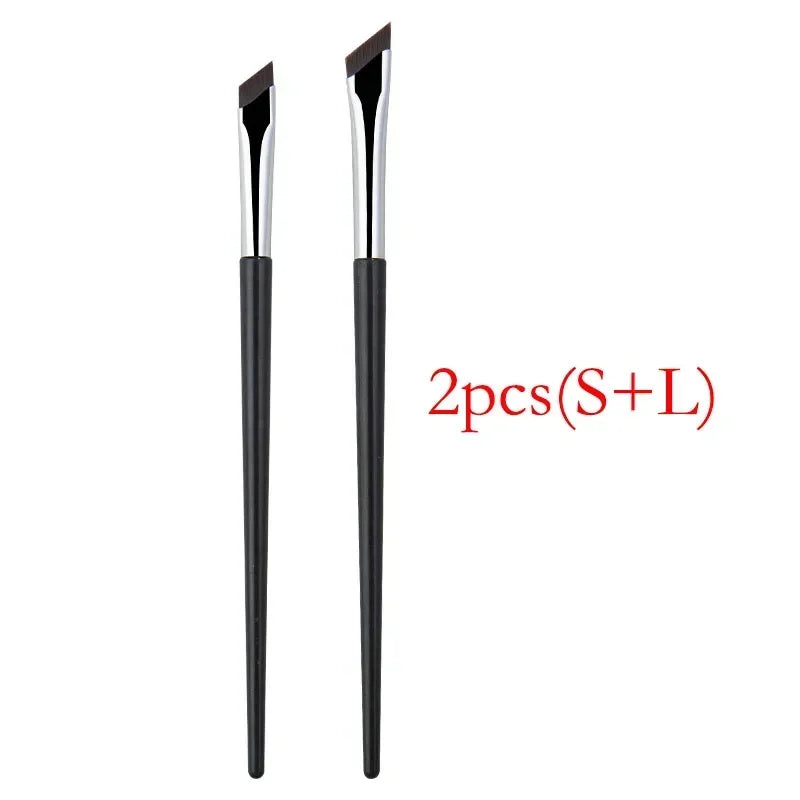 2pcs Angled Blade Eyeliner Brush - Ultra-Thin Fine Eyebrow and Flat Sickle Eyeliner Brushes - Precise Angled Makeup Tools for Eyeliner Application.