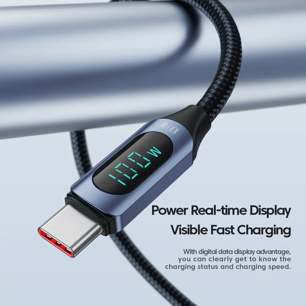 Toocki Type-C to Type-C Cable 100W PD Fast Charging - USB-C Display Cable Compatible with Xiaomi POCO F3, Realme, MacBook, and iPad