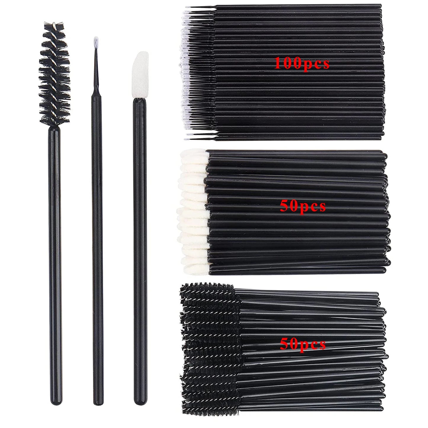 200pcs Disposable Brush Set - Mascara Wands, Lip Brushes, and Microbrush Applicators for Eyelash Extensions and Eyebrow Makeup Tools.