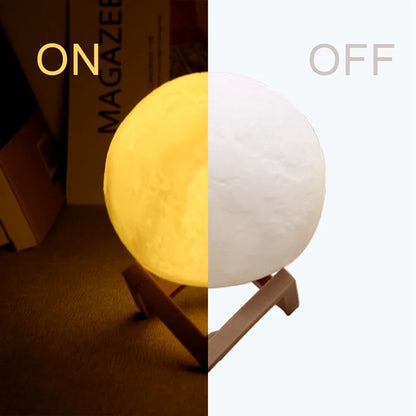 8cm Moon Lamp LED Night Light - Battery Powered with Stand - Starry Lamp for Bedroom Decor