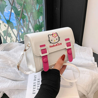 Sanrio PU Square Bag - Anime Shoulder Bags, Kawaii Messenger Tote, Cute Cartoon Backpacks Featuring My Melody, Cinnamoroll, and Kuromi Fashion Bags.