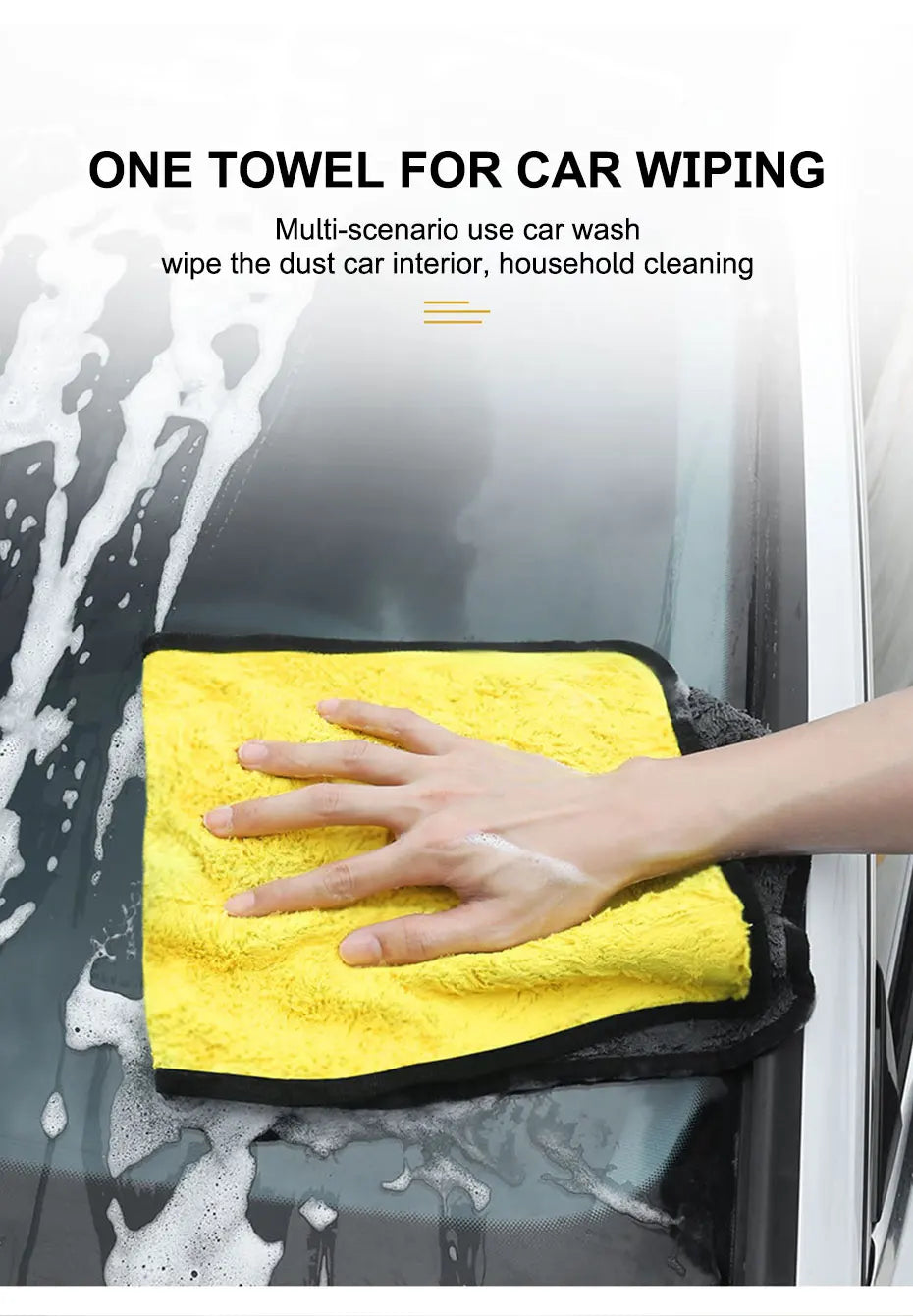 SEAMETAL 50x100cm Car Washing Towel - 400GSM Microfiber Cleaning Cloth with High Water Absorption - Double-Sided Soft Car Wash Drying Towel.