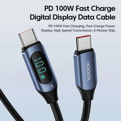 Toocki Type-C to Type-C Cable 100W PD Fast Charging - USB-C Display Cable Compatible with Xiaomi POCO F3, Realme, MacBook, and iPad