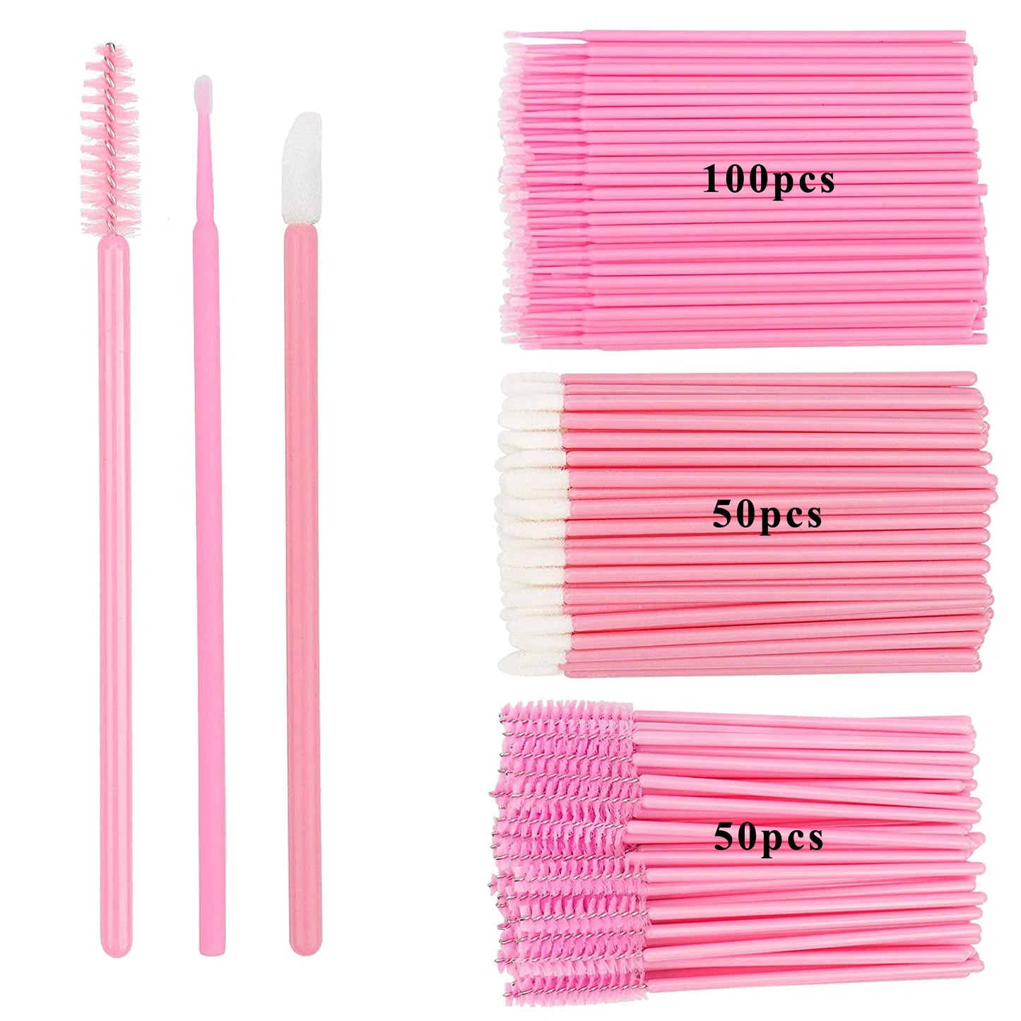 200pcs Disposable Brush Set - Mascara Wands, Lip Brushes, and Microbrush Applicators for Eyelash Extensions and Eyebrow Makeup Tools.