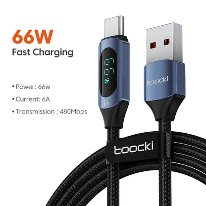 Toocki Type-C to Type-C Cable 100W PD Fast Charging - USB-C Display Cable Compatible with Xiaomi POCO F3, Realme, MacBook, and iPad